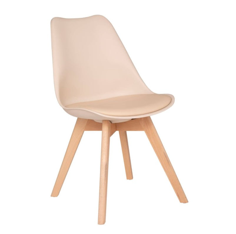 Chaise avec pieds hêtre beige