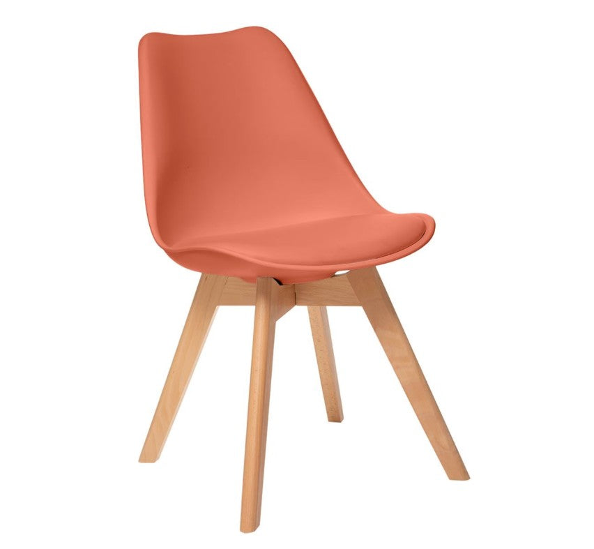 Chaise avec pieds hêtre terracotta