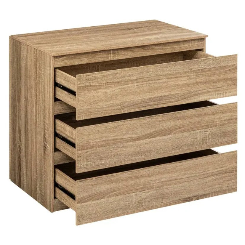 Commode 3 tiroirs effet bois naturel