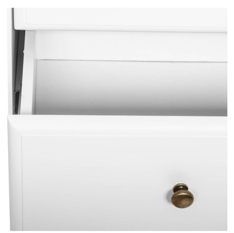 Commode 4 tiroirs blanc et bois
