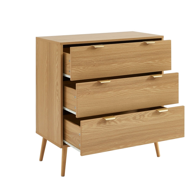 Commode 3 tiroirs effet bois clair