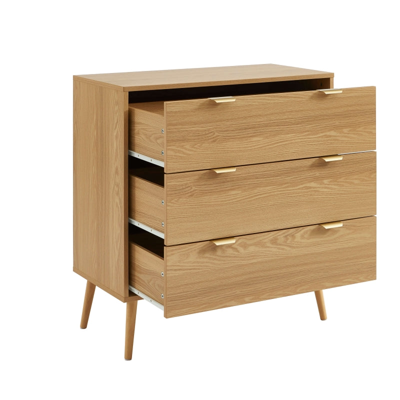 Commode 3 tiroirs effet bois clair