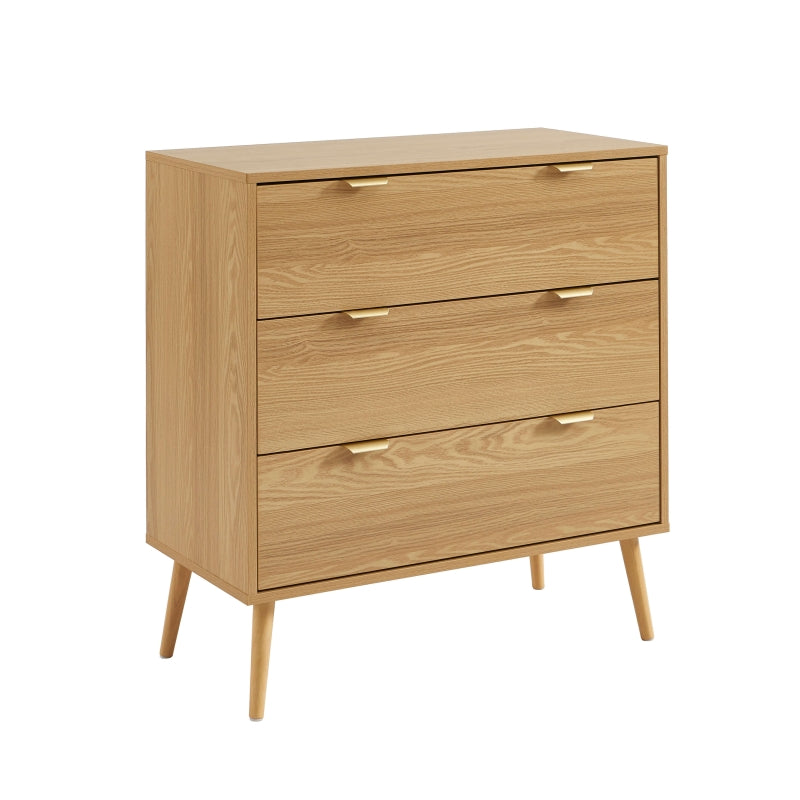 Commode 3 tiroirs effet bois clair