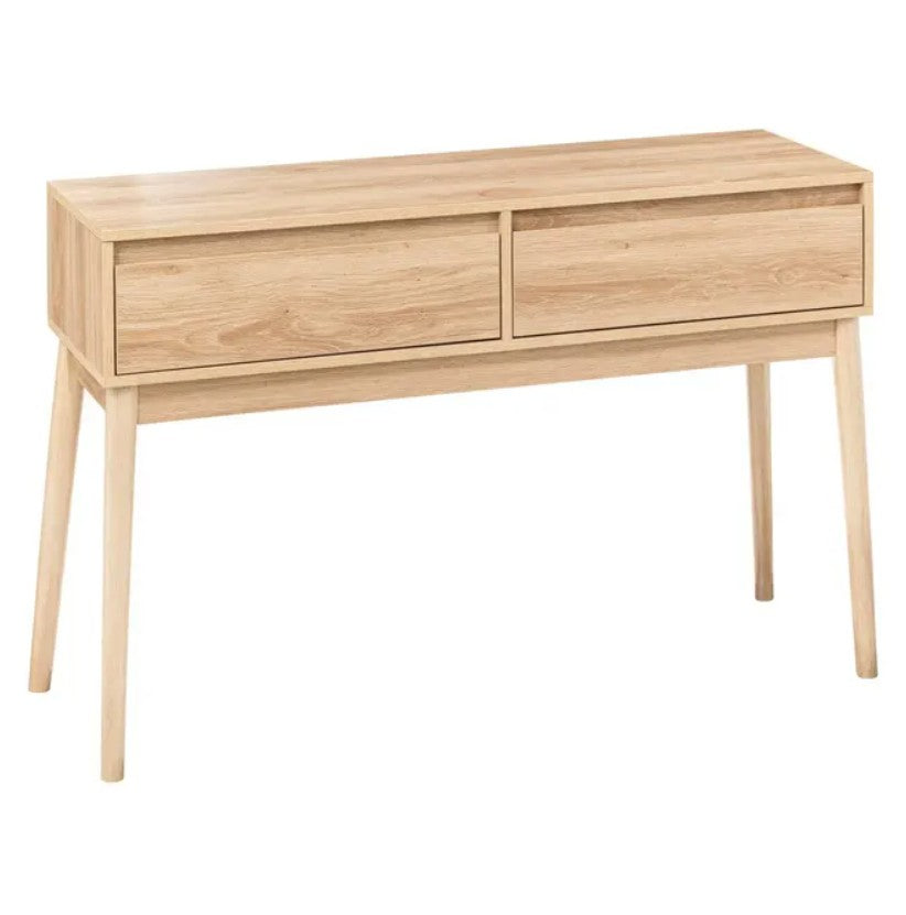 Console avec 2 tiroirs effet chêne naturel