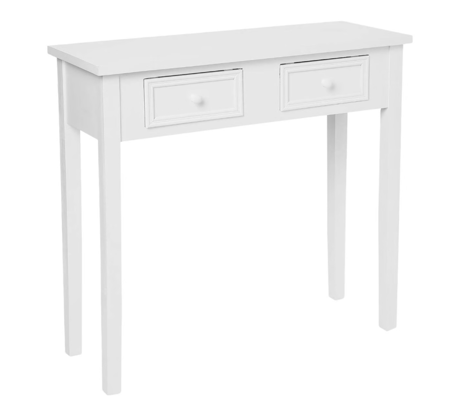 Console blanche avec mini tiroirs