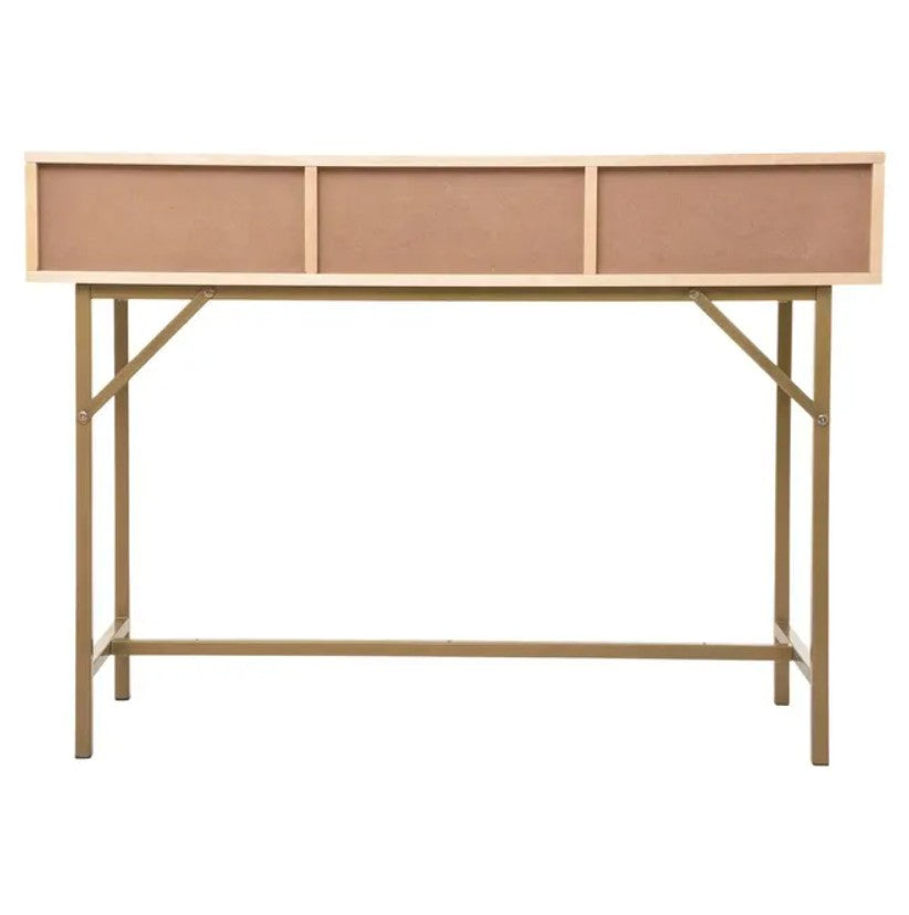 Console avec 3 tiroirs en cannage rotin