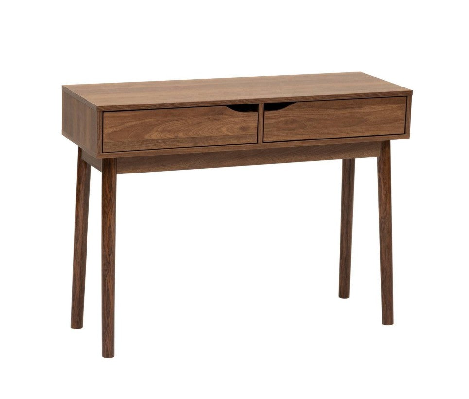 Console avec 2 tiroirs effet bois foncé