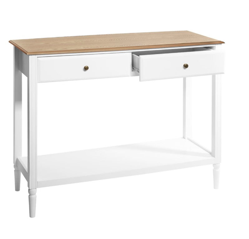 Console avec 2 tiroirs blanche