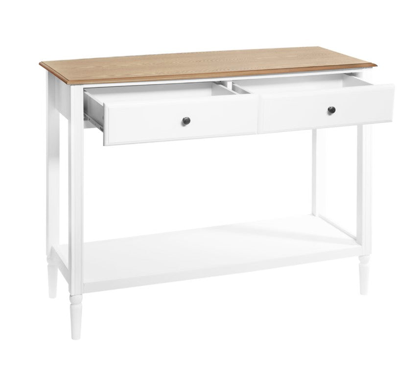 Console avec 2 tiroirs blanche