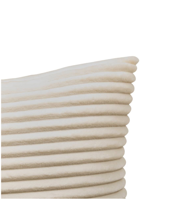 Coussin en velours côtelé blanc 38x38cm