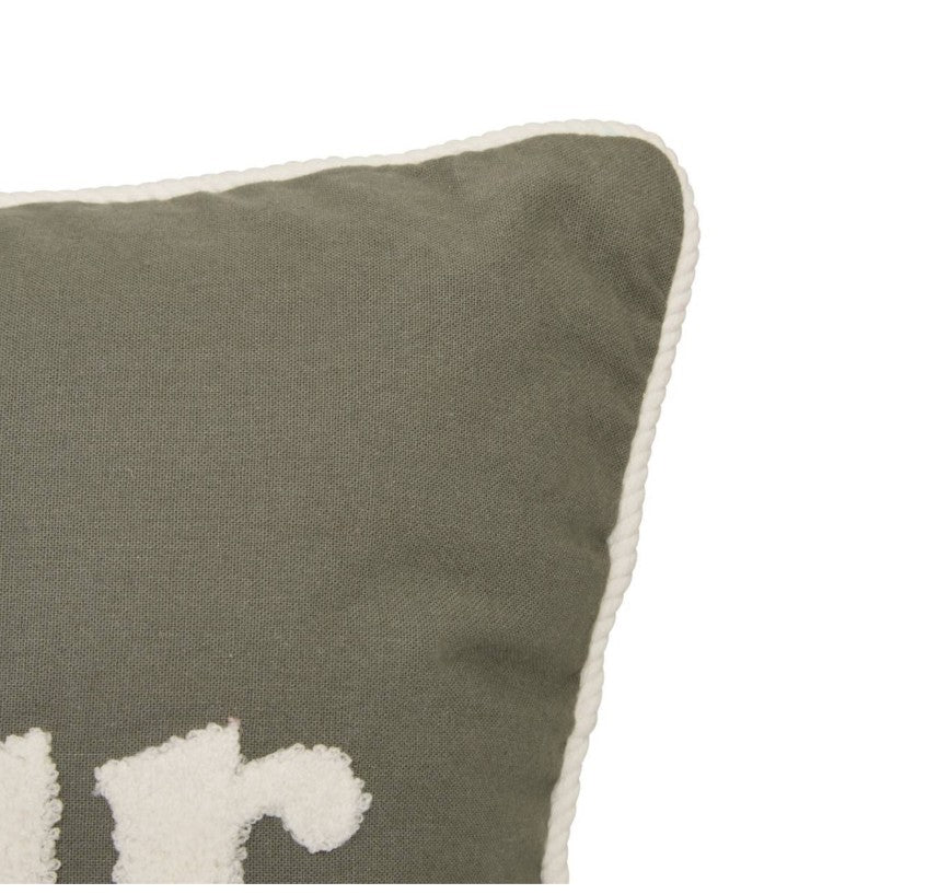 Coussin rectangle amour vert kaki 58x38cm