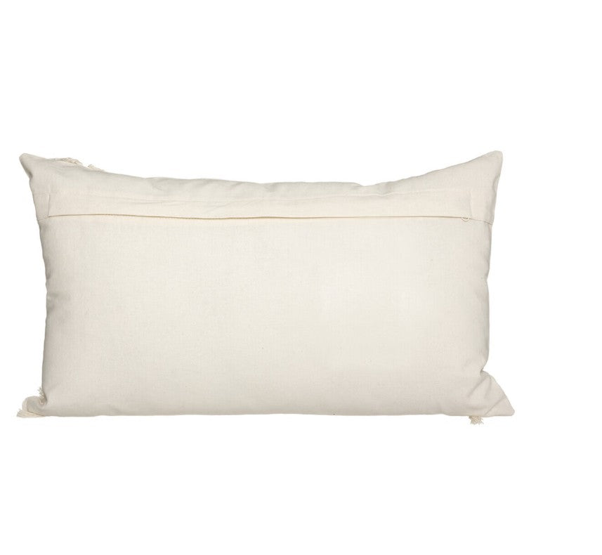 Coussin rectangle macramé blanc 30x50cm