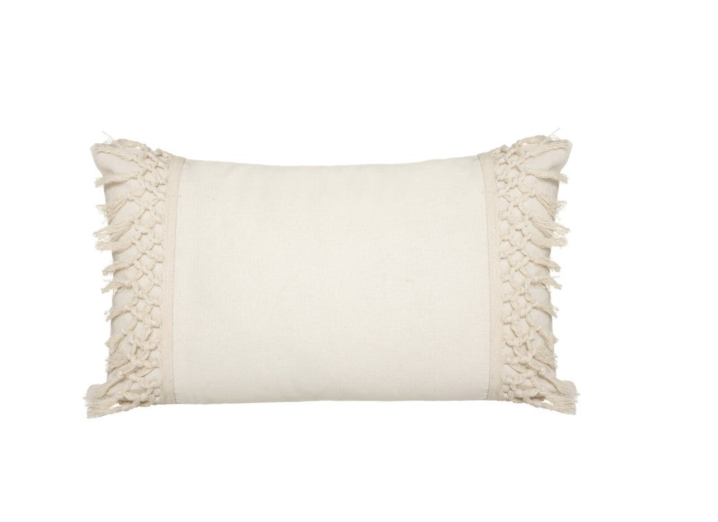 Coussin rectangle macramé blanc 30x50cm