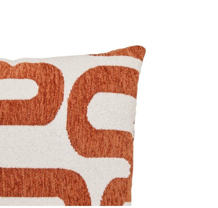 Coussin en tissu chenille blanc et terracotta 40x40cm