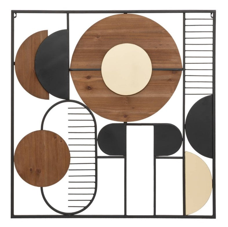 Décoration murale cadre métal et bois