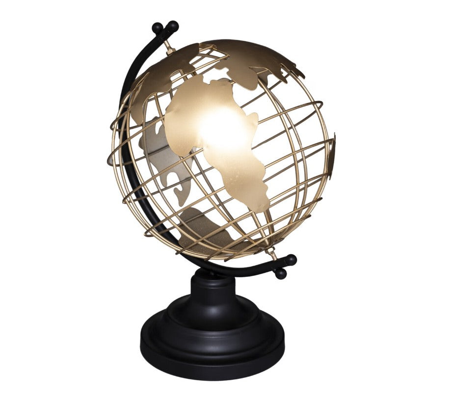 Déco globe terrestre vintage métal noir et doré