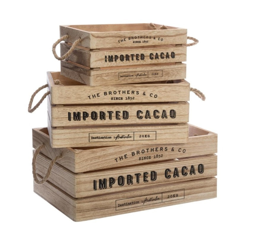 Lot de 3 cagettes en bois