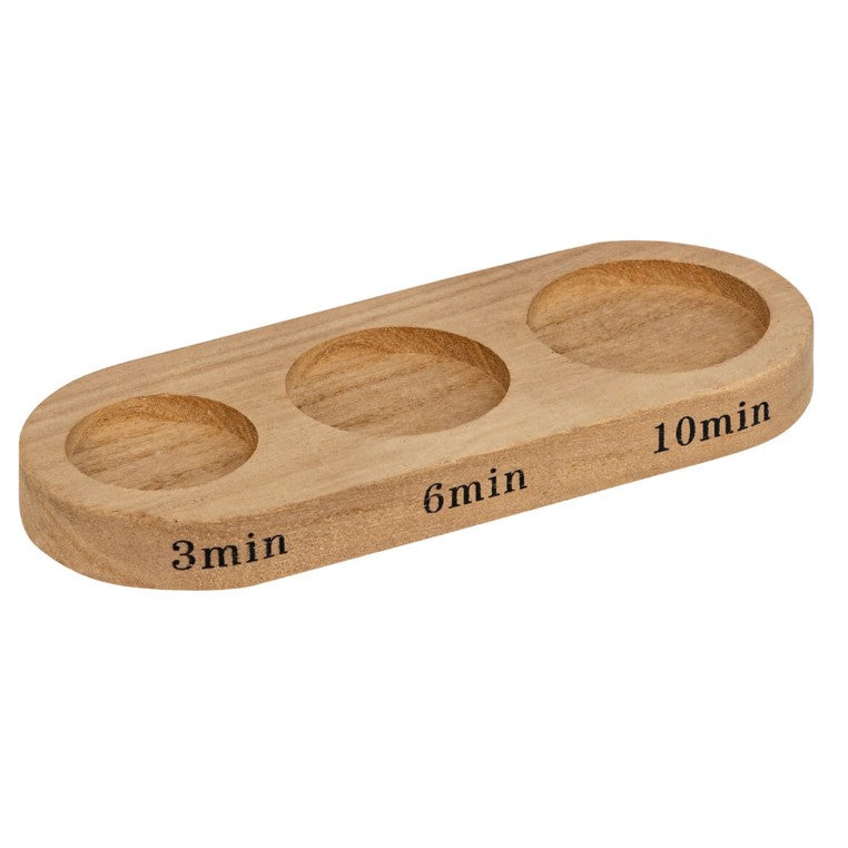 Lot de 3 sabliers en verre avec plateau en bois