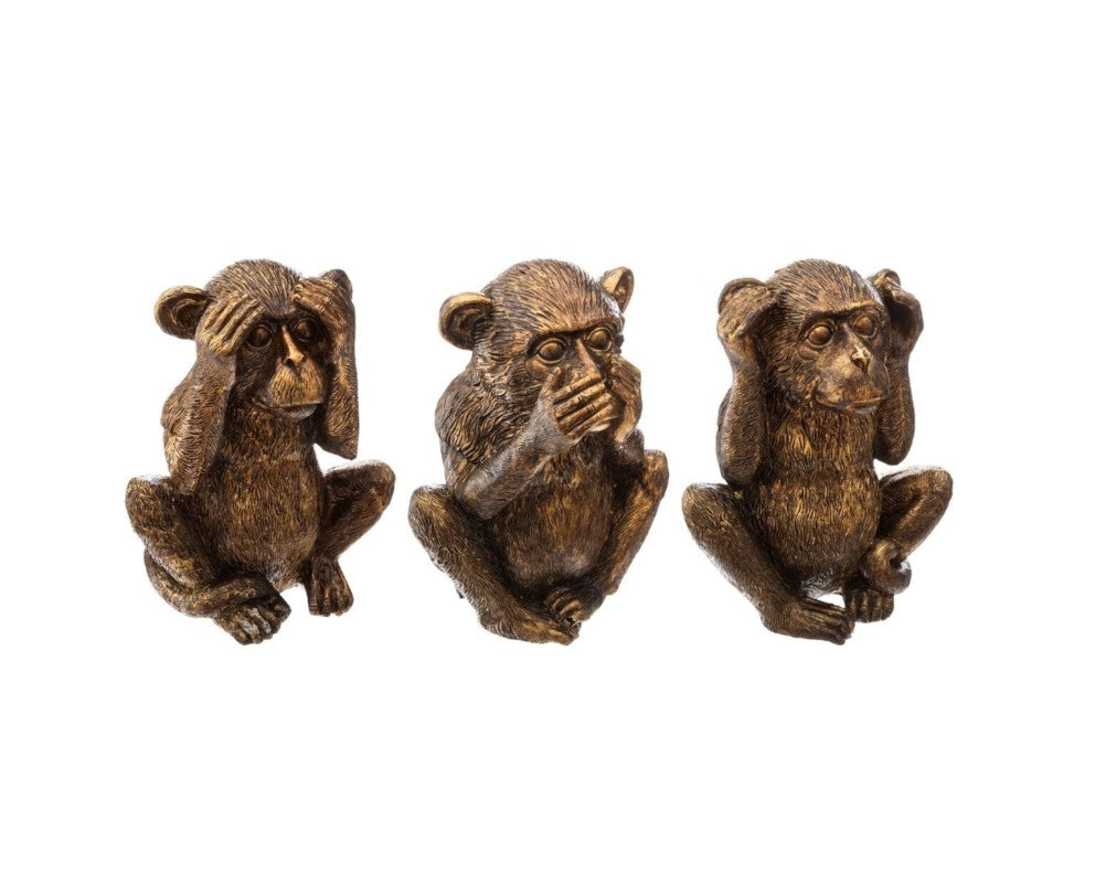 Lot de 3 statuettes de singes doré