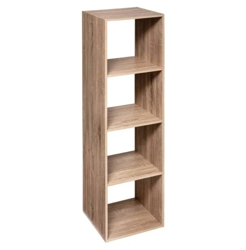 Étagère colonne 4 cases effet chêne naturel