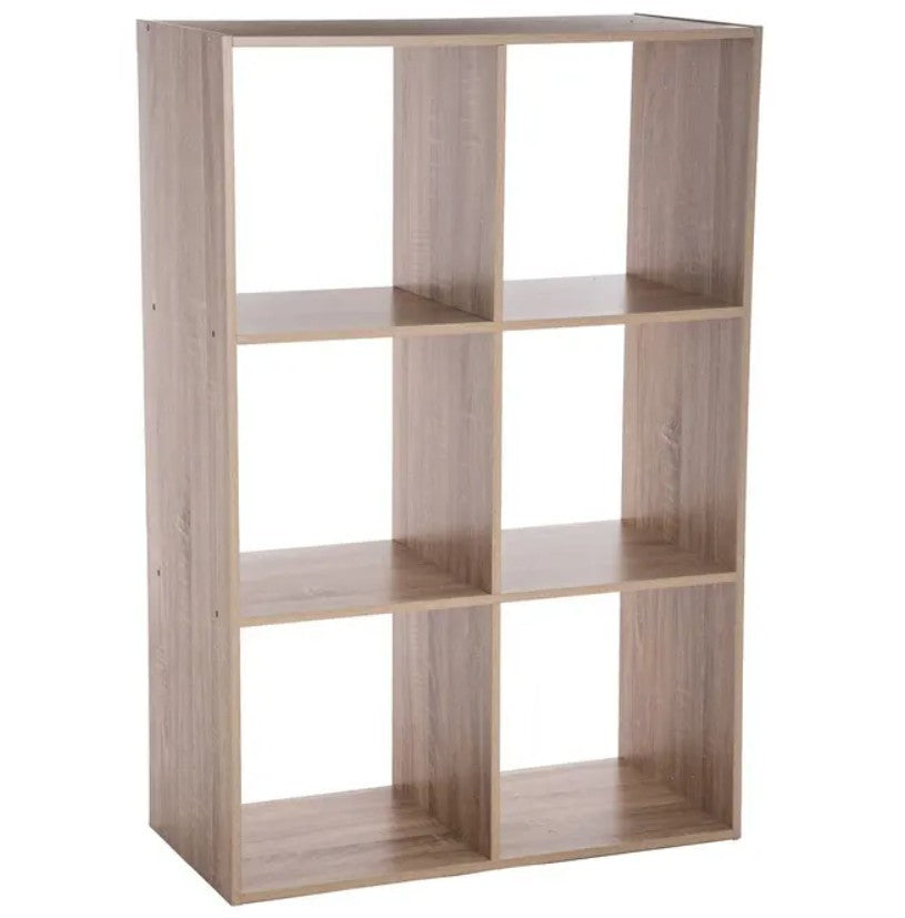 Étagère 6 cases effet bois naturel