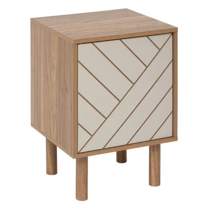 Étagère carré 1 porte bois et motif rayé