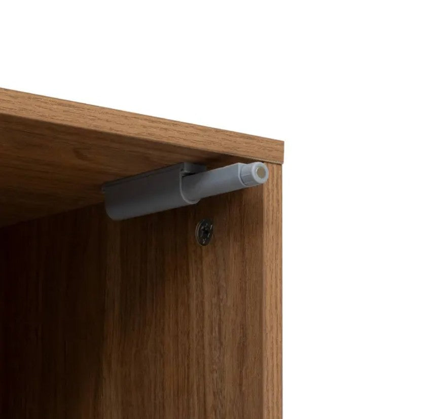 Étagère colonne 2 portes bois et motif rayé
