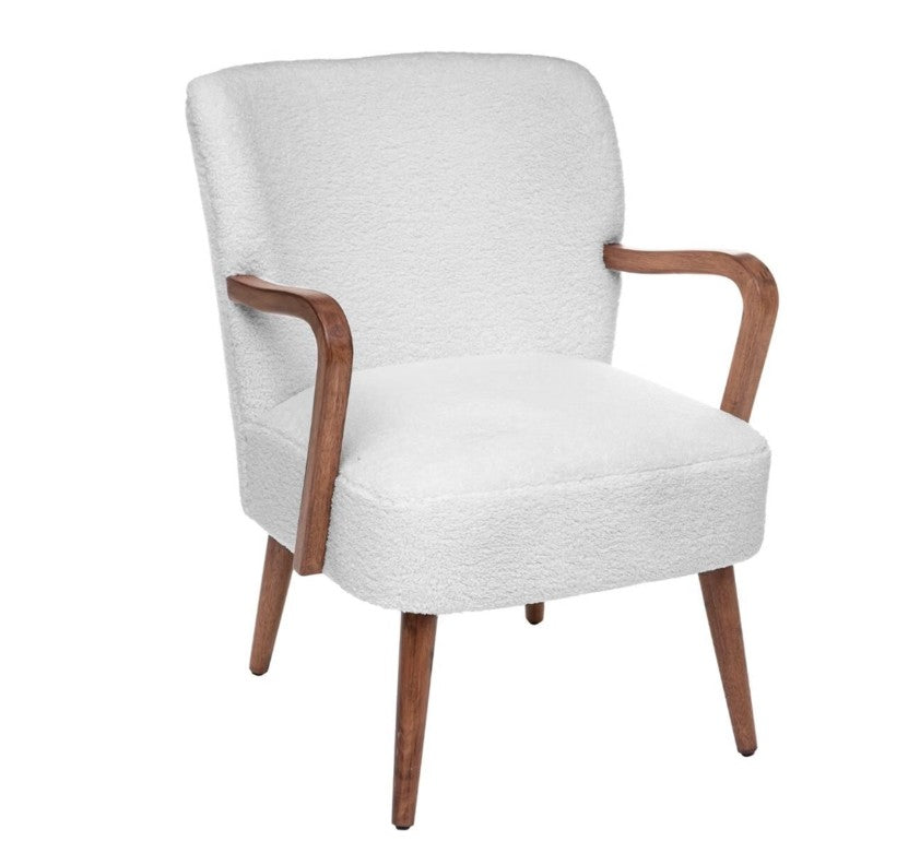 Fauteuil vintage bouclette blanc