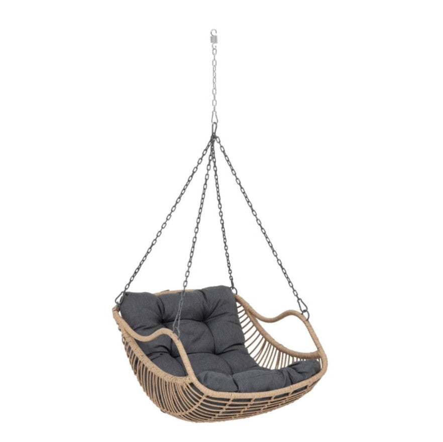 Fauteuil extérieur suspendu tressé gris foncé
