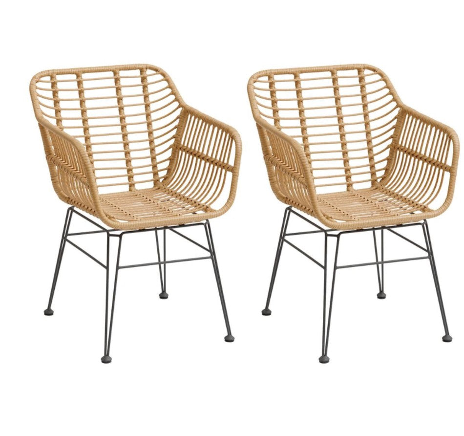Lot de 2 chaises extérieures effet tressées beige