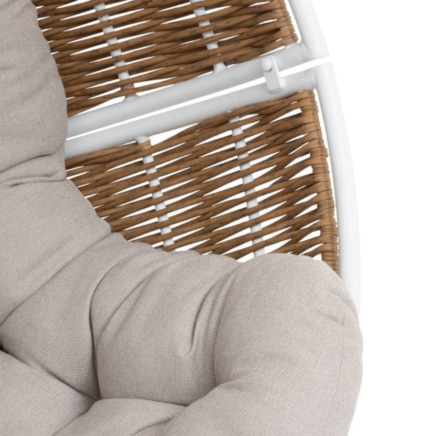 Fauteuil extérieur suspensdu oeuf taupe et blanc
