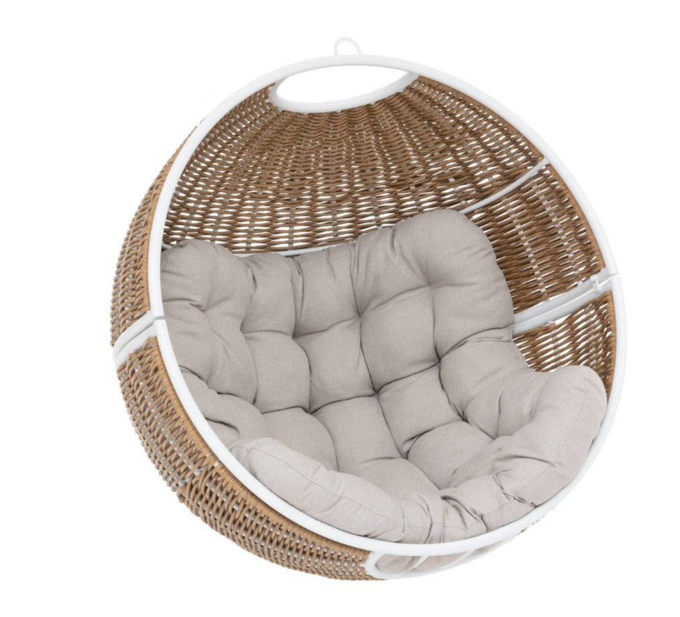 Fauteuil extérieur suspensdu oeuf taupe et blanc