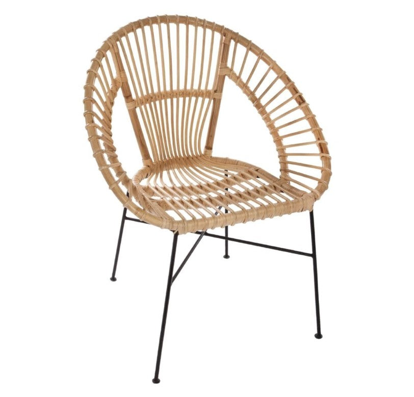 Fauteuil en rotin arrondi