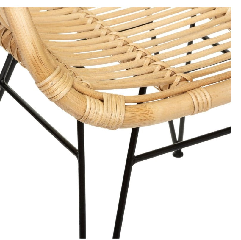 Fauteuil en rotin et métal