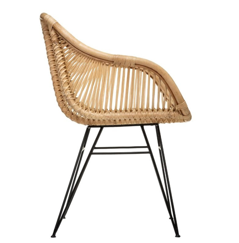 Fauteuil en rotin et métal