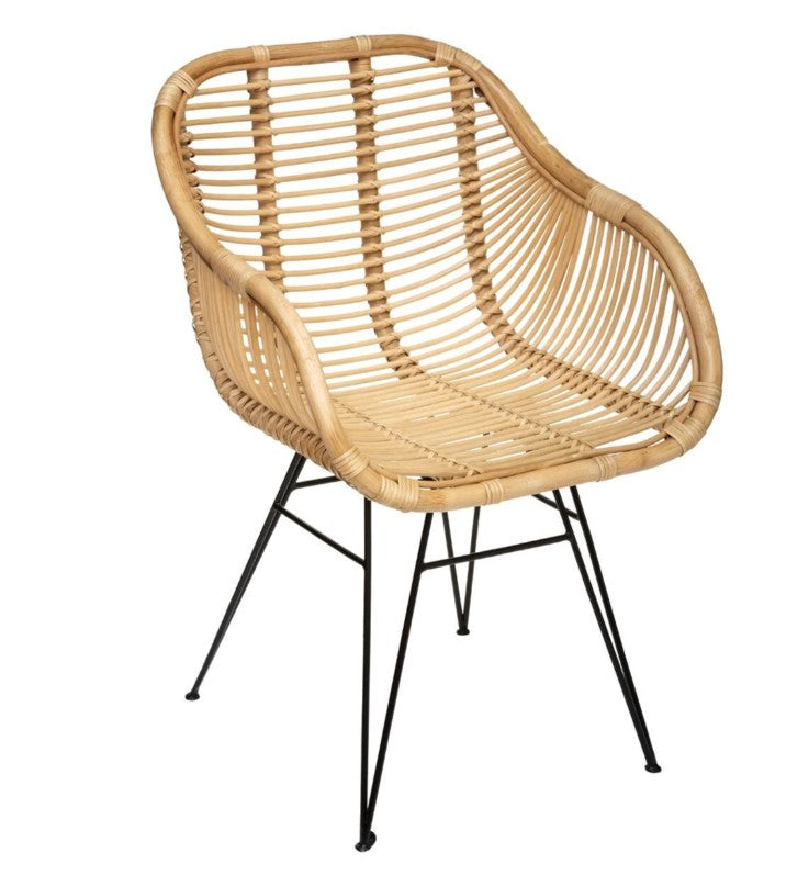 Fauteuil en rotin et métal