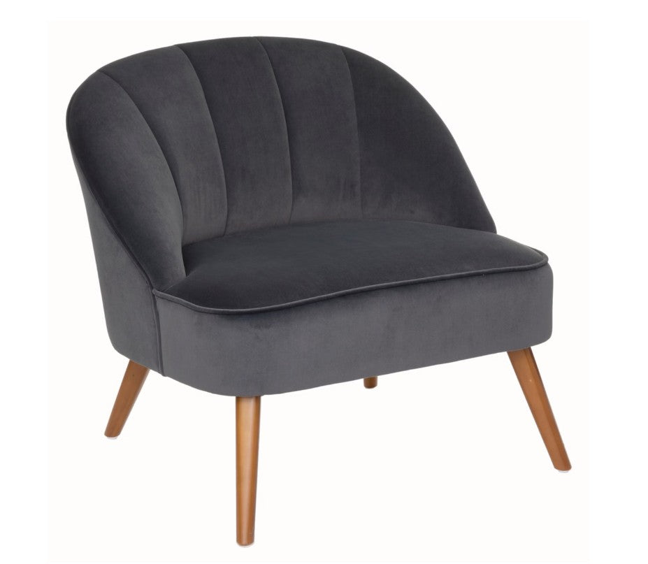 Fauteuil en tissu arrondi gris