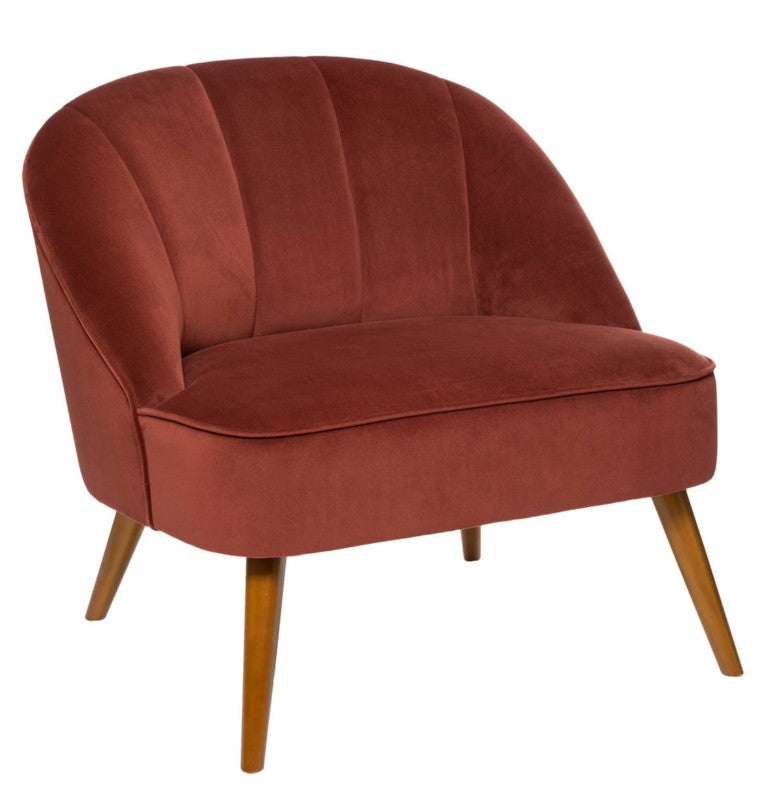 Fauteuil en tissu arrondi terracotta