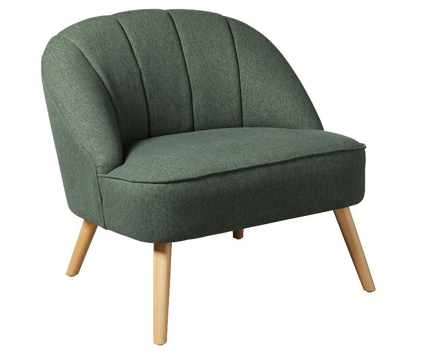 Fauteuil en tissu arrondi vert cèdre