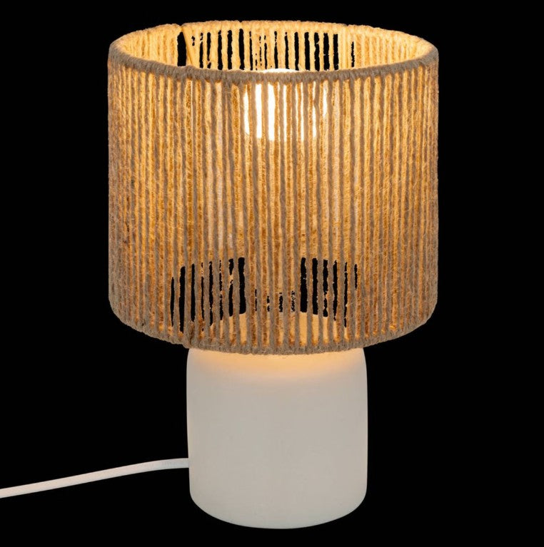 Lampe abat-jour tressé blanche