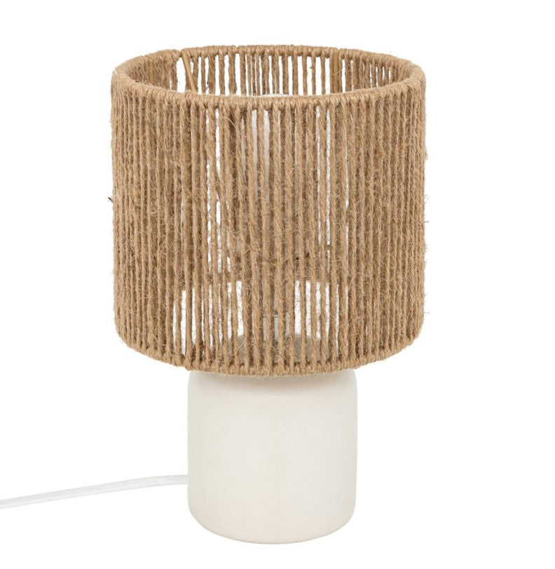 Lampe abat-jour tressé blanche
