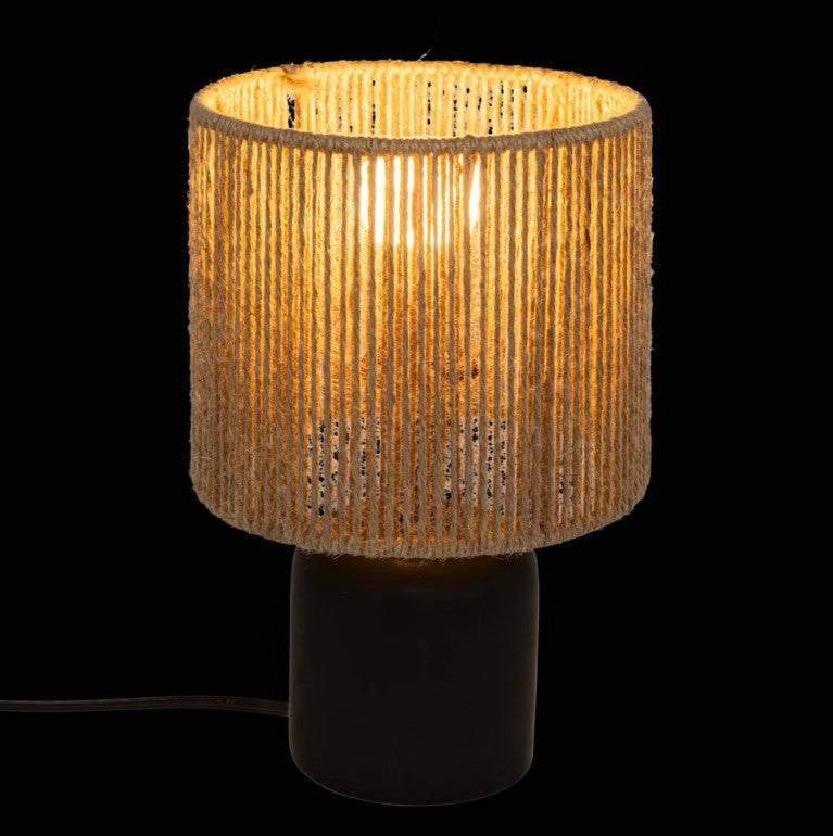 Lampe abat-jour tressé noire