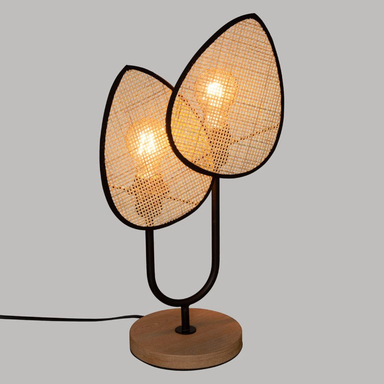 Lampe feuille en cannage rotin