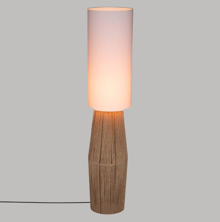 Lampadaire droit blanc et tressé