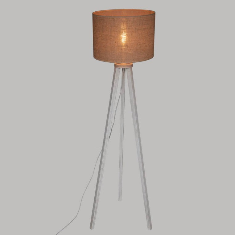 Lampadaire trépied en pin blanc