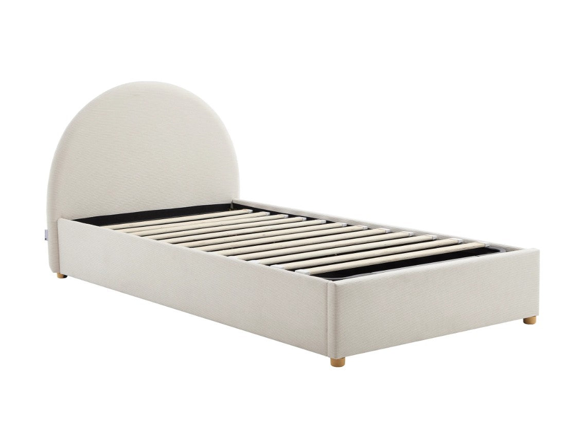 Lit coffre 90x190cm tissu bouclette beige