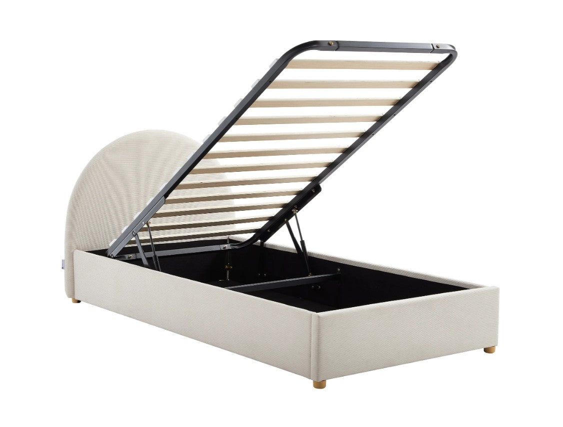 Lit coffre 90x190cm tissu bouclette beige