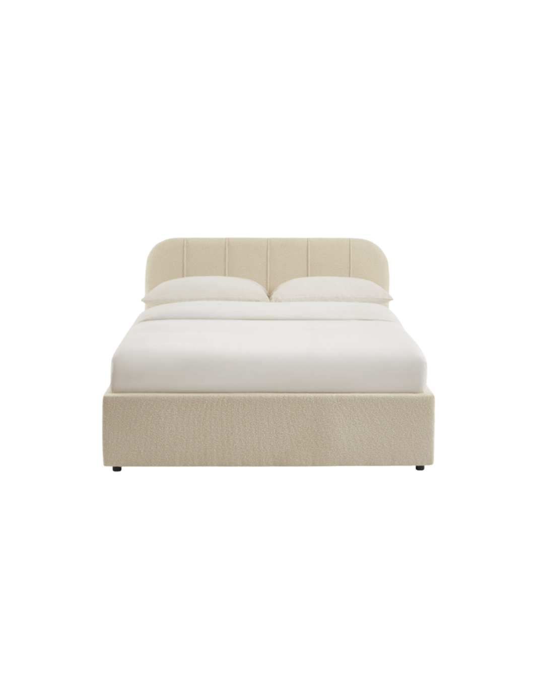Lit coffre 160x200 en tissu beige sommier inclus