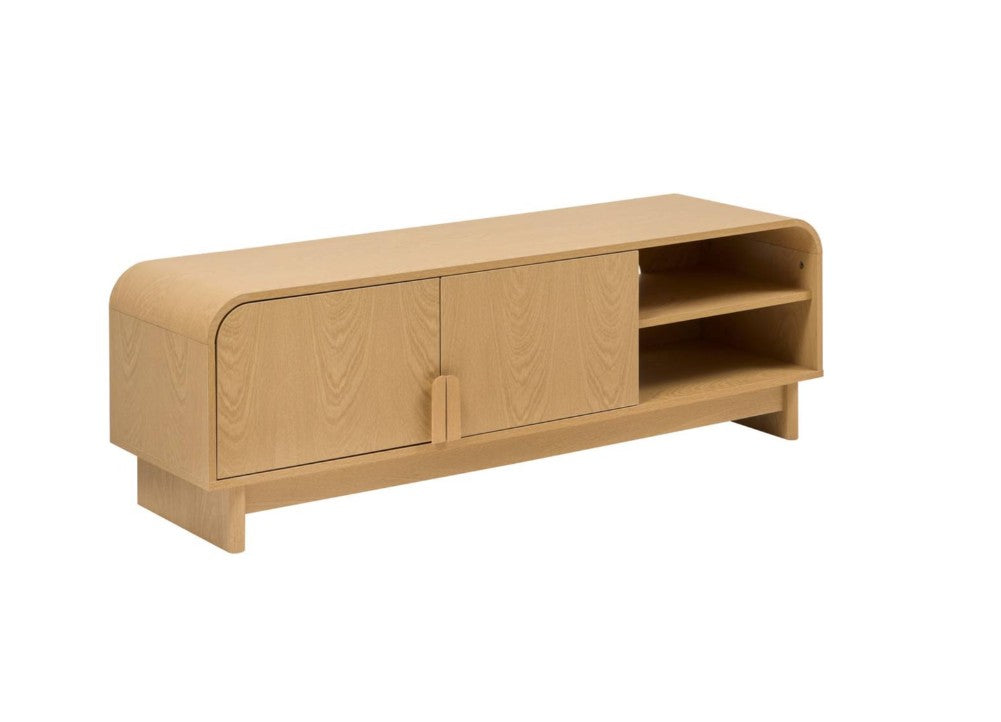 Meuble TV arrondi 2 portes beige