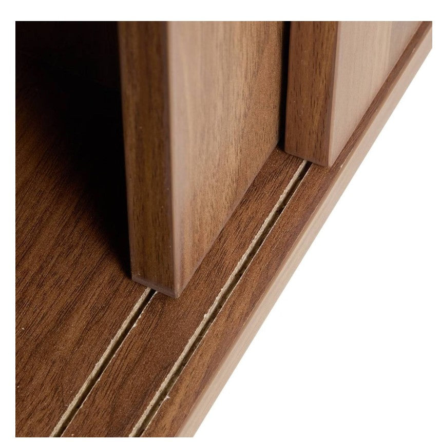 Meuble TV avec 2 placards effet bois foncé